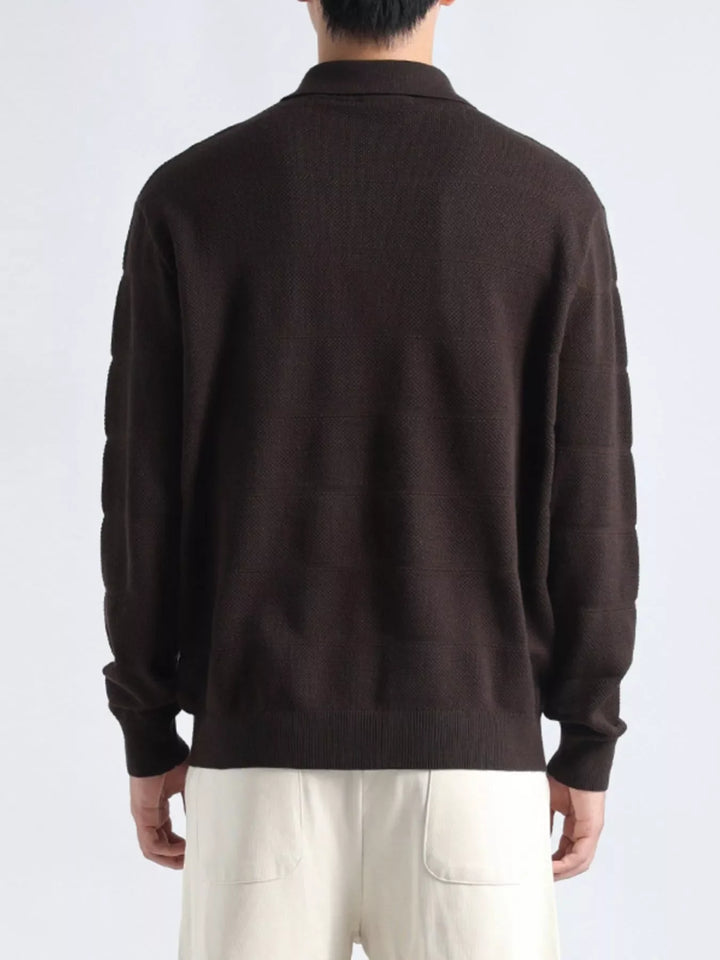 Men's Plus Size Button Detail Long Sleeve Knit Top