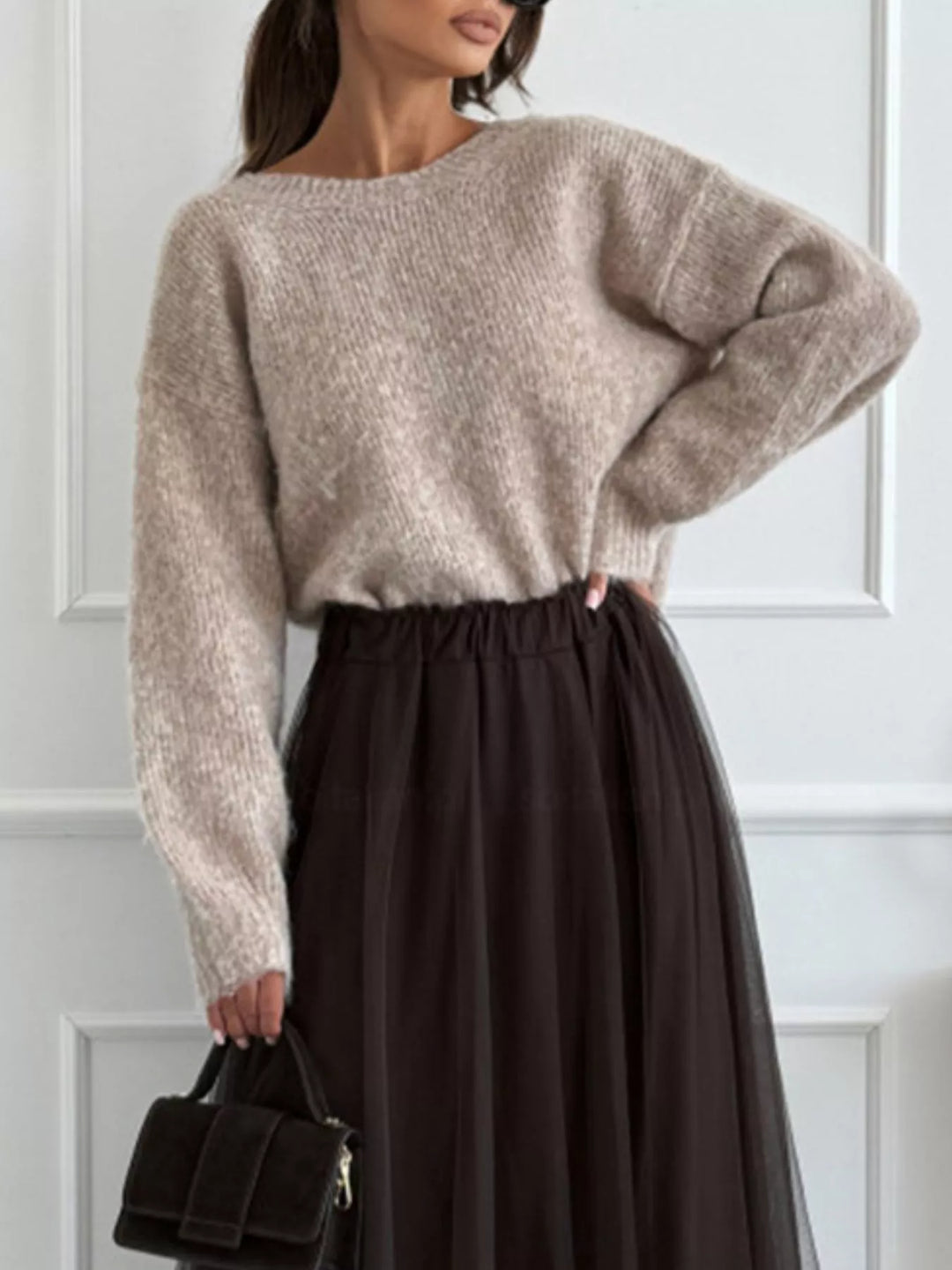Leopard Bow Dropped Shoulder Sweater
