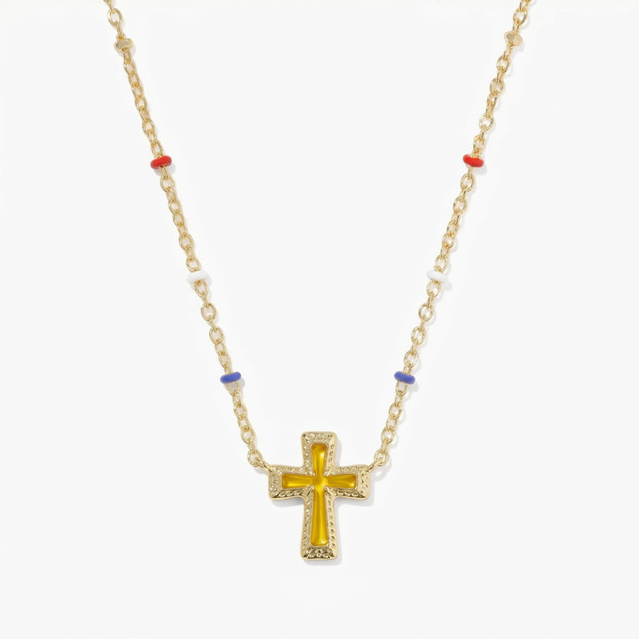 Geometric Irregular Cross And Heart Necklace
