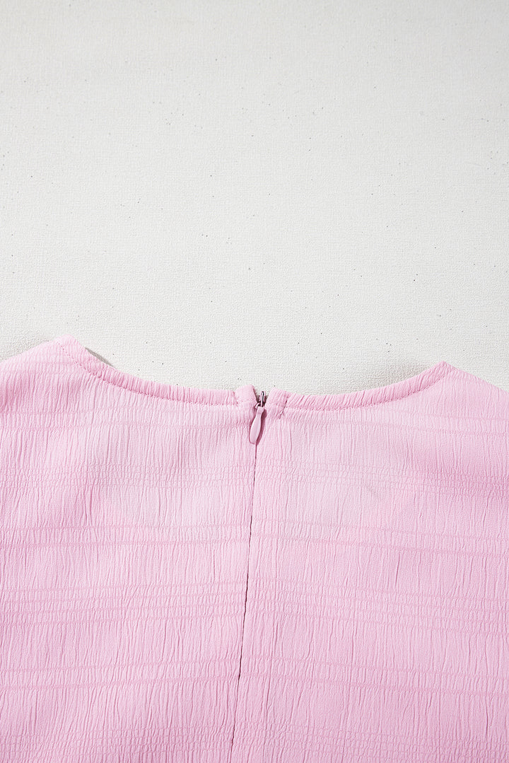 Bonbon Textured Bubble Sleeve High Waist Mini Dress