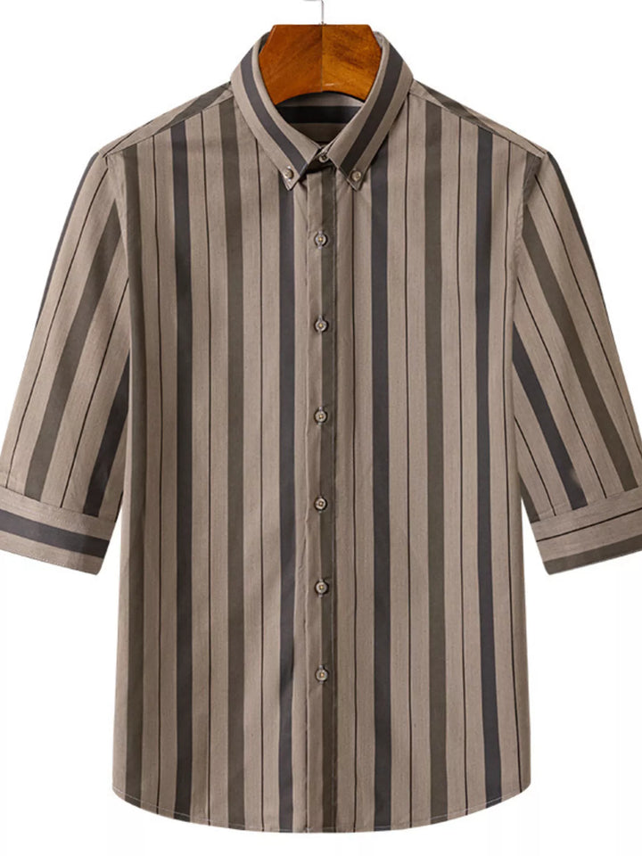 Men's Plus Size Striped Casual Half Sleeve Shirt