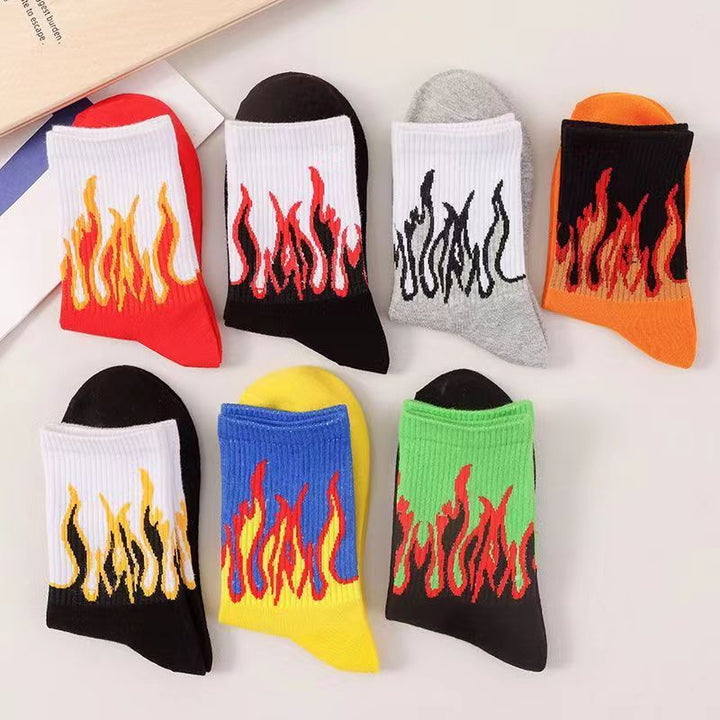 Best-selling Street-style Influencer Fashion Brand Flame-patterned Mid-calf Socks