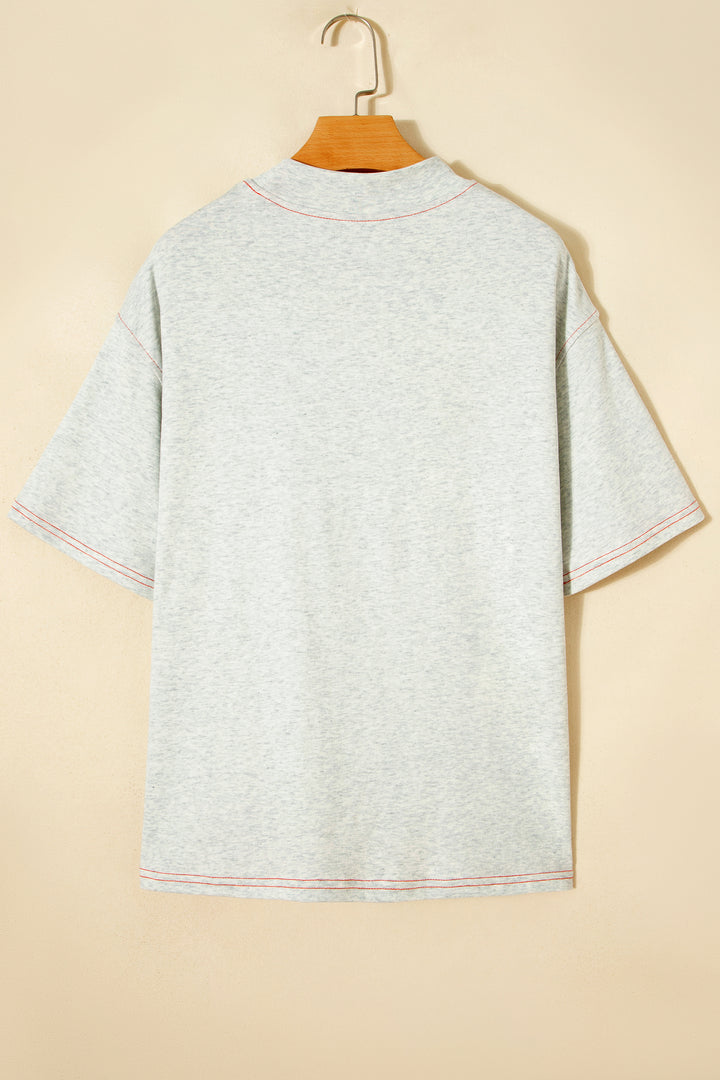Light Grey Reversible Contrast-Stitched T-Shirt