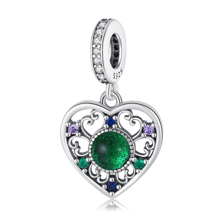 DIY Silver-Plated Pendant Charming Heart Lucky Bracelet Beaded Necklace