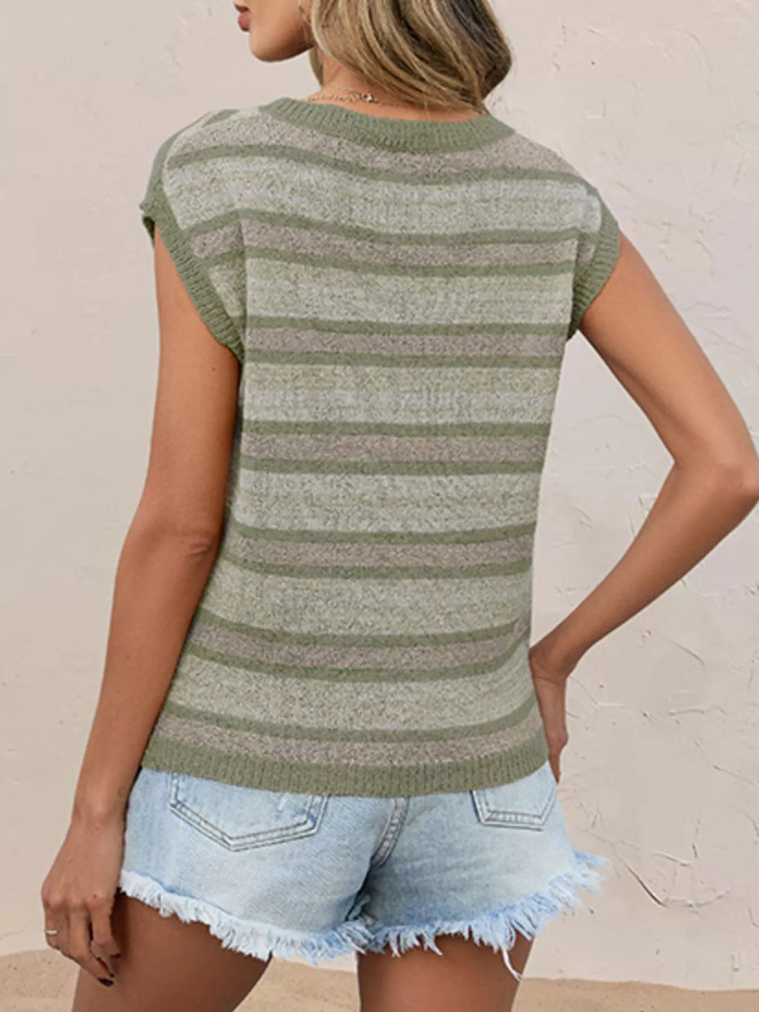 Striped Round Neck Knit Top