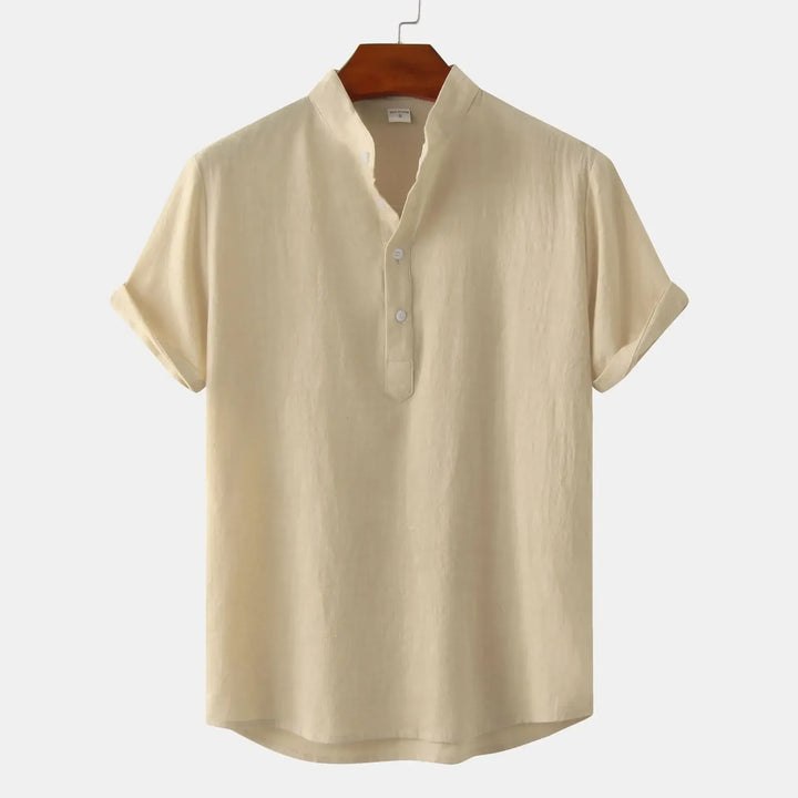 Men's Mandarin Collar Short Sleeve Henley Shirt