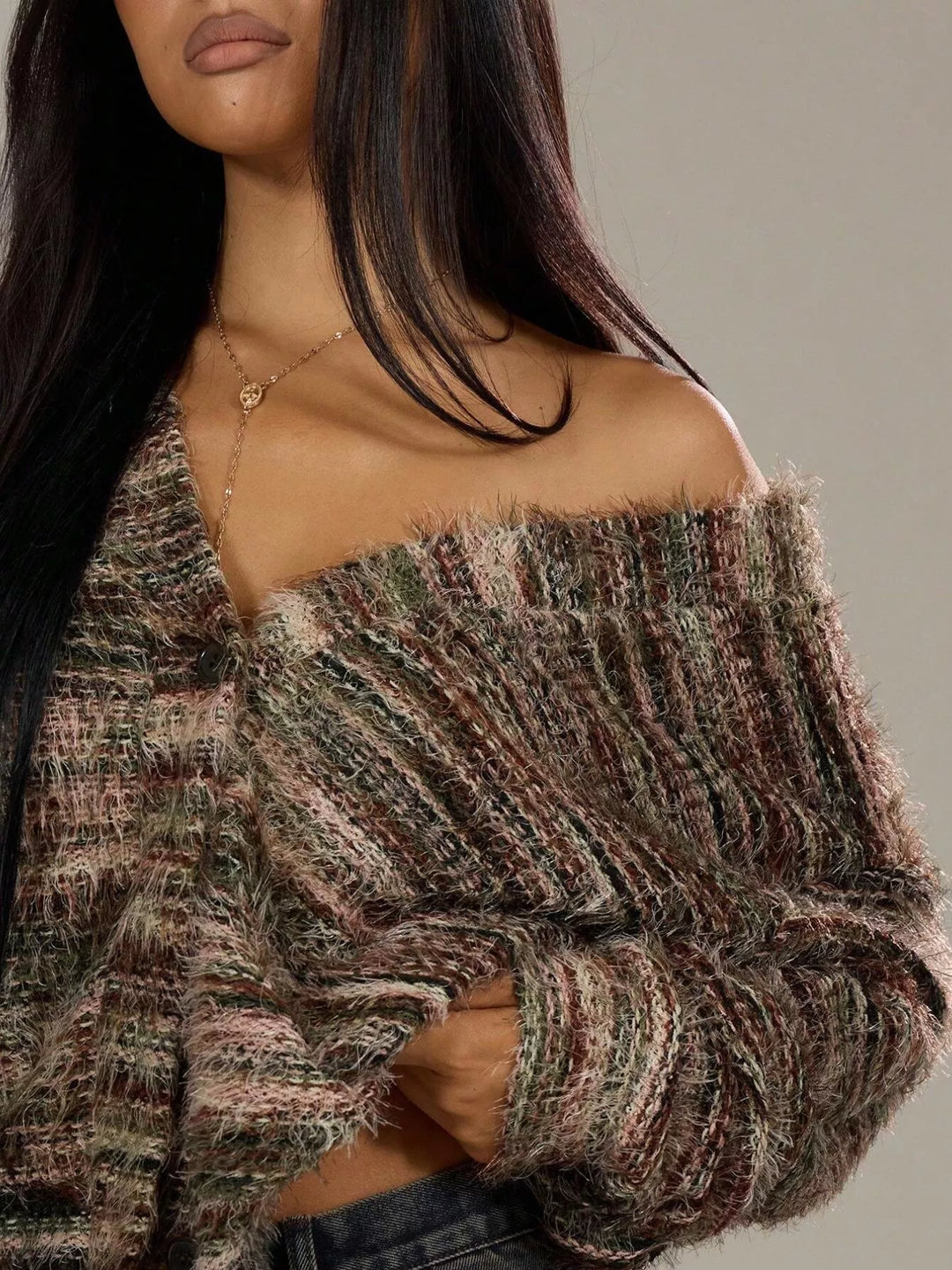 Chunky Knit V-Neck Button-Up Cardigan