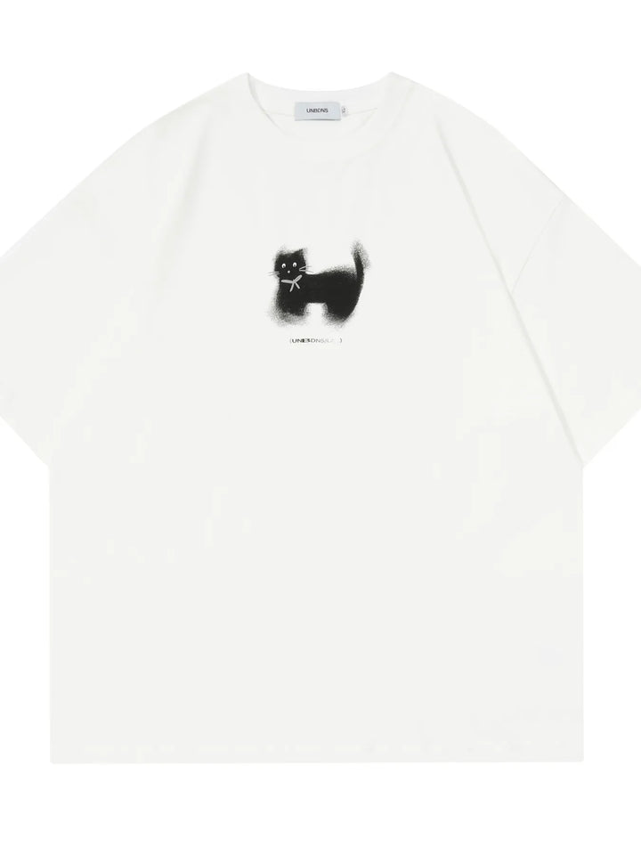 Men's Cat Graphic Round Neck Short Sleeve T-Shirt