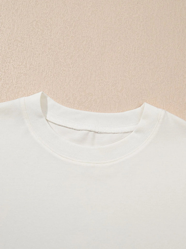 Floral Puff Sleeve Round Neck T-Shirt