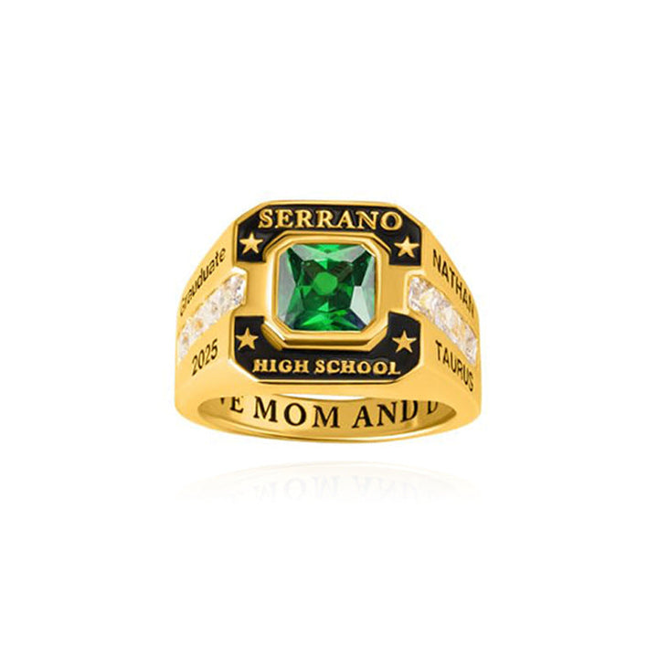 College Commemorative Gift Square Zircon Ring