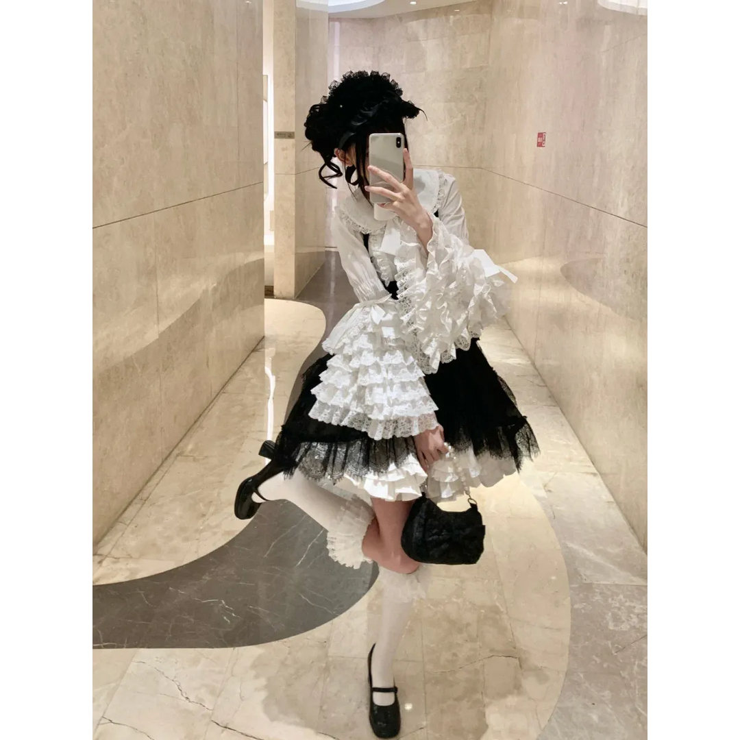 Kawaii Flare Sleeve Bow Blouse