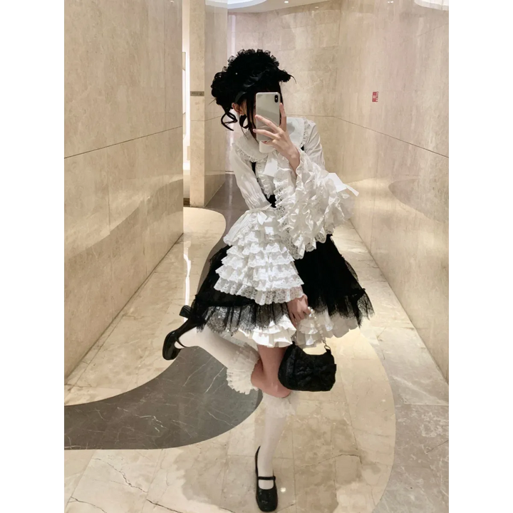 Kawaii Flare Sleeve Bow Blouse