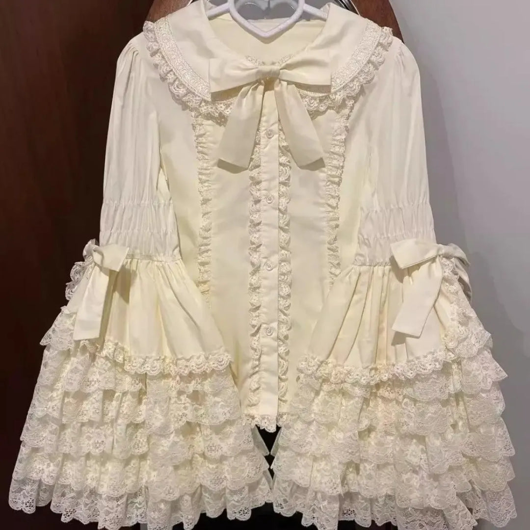Kawaii Flare Sleeve Bow Blouse
