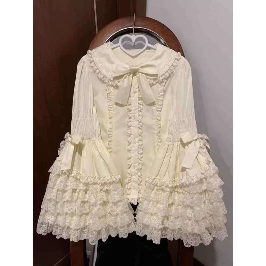 Kawaii Flare Sleeve Bow Blouse