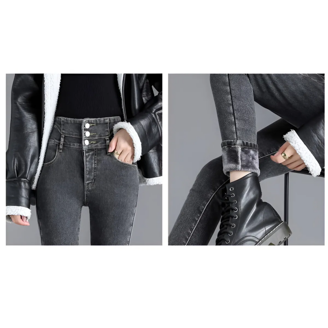 Thick Fleece High-waist Skinny Jeans