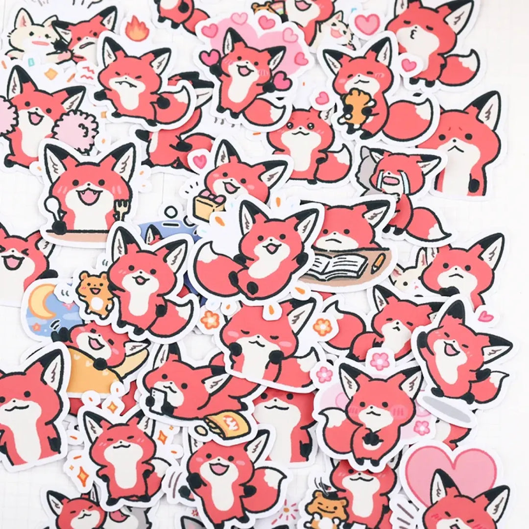 38pcs Little Fox Cartoon Stickers - DIY Photo Album Waterproof Decoration