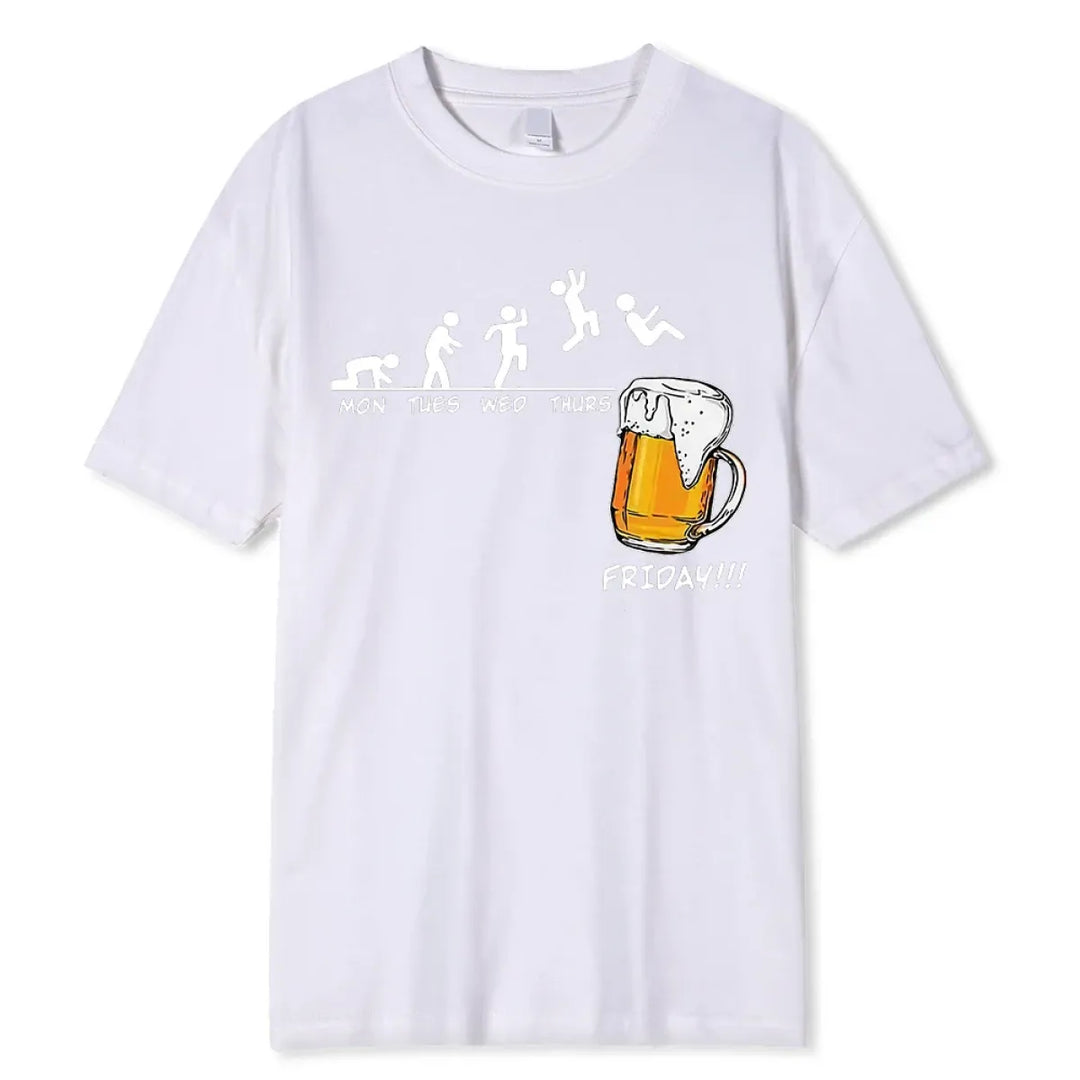 Friday Beer Print Men's T-Shirt: Funny Hip Hop Streetwear