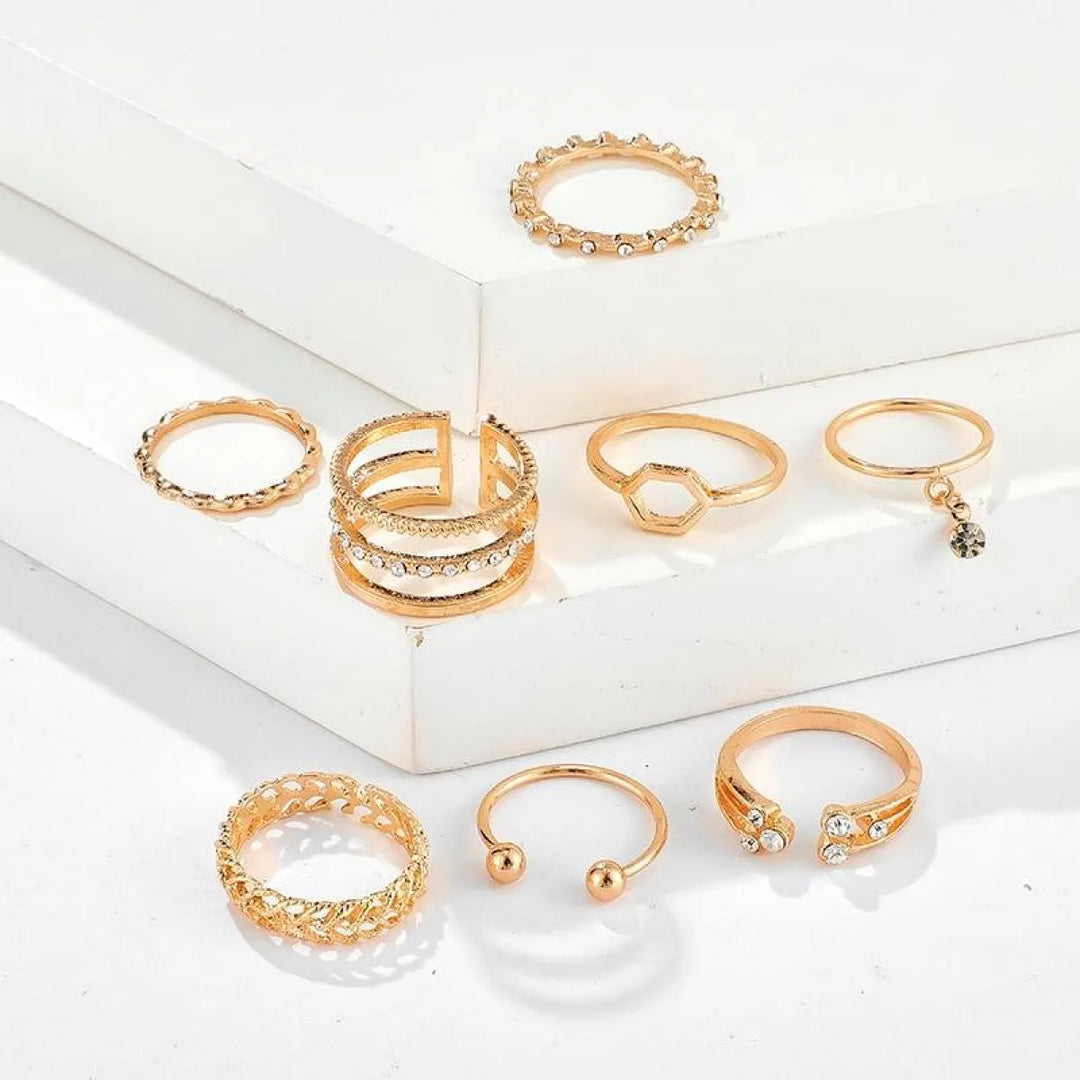 Geometric Patterned Rings Set