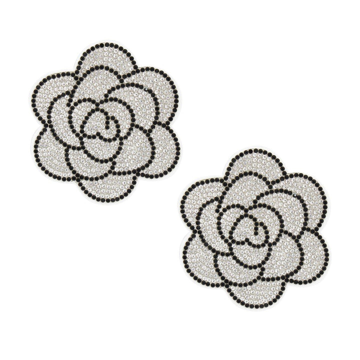 Studs White Flower Rhinestone Fabric Earrings