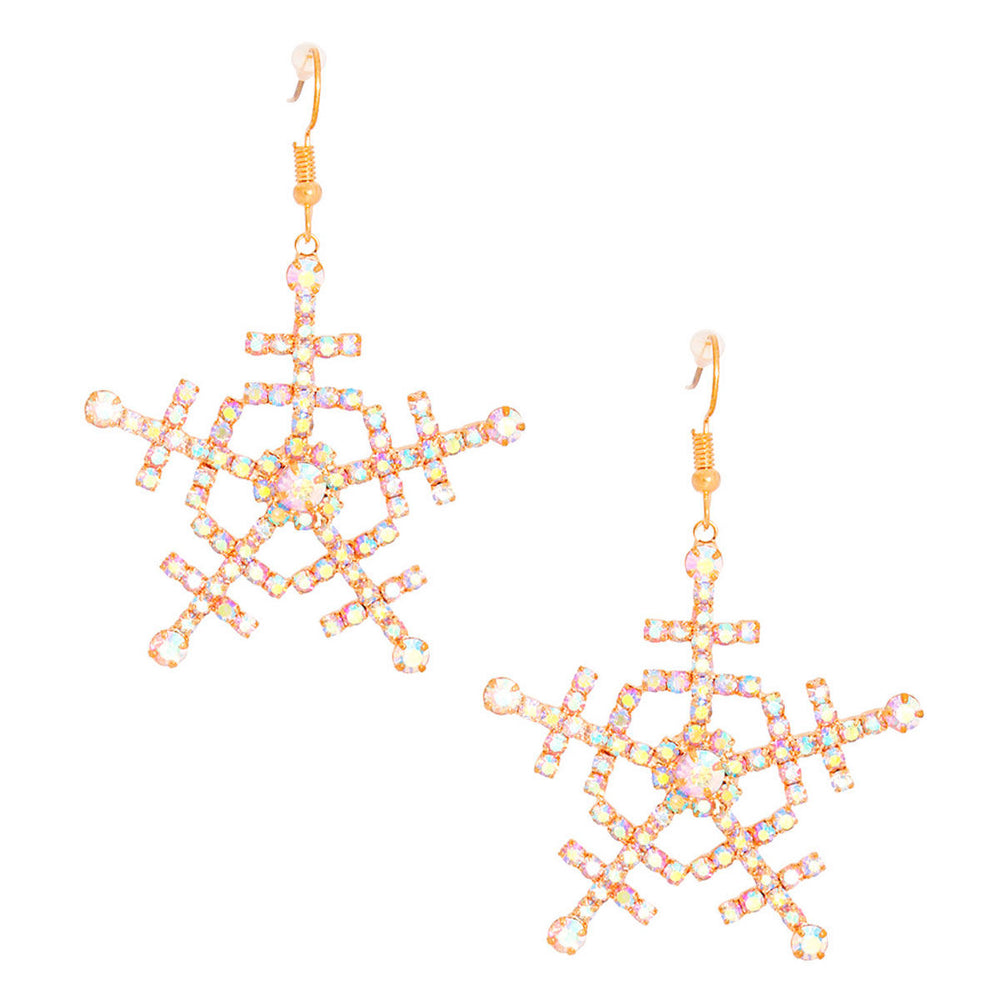 Dangle Gold Medium Snowflake Earrings for Women
