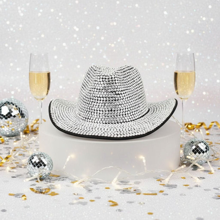 Fedora Black with Silver Rhinestone Bling Hat