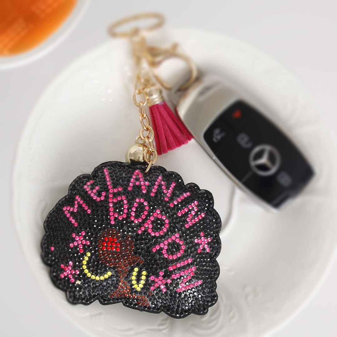 Keychain Melanin Poppin Afro Pink Purse Charm