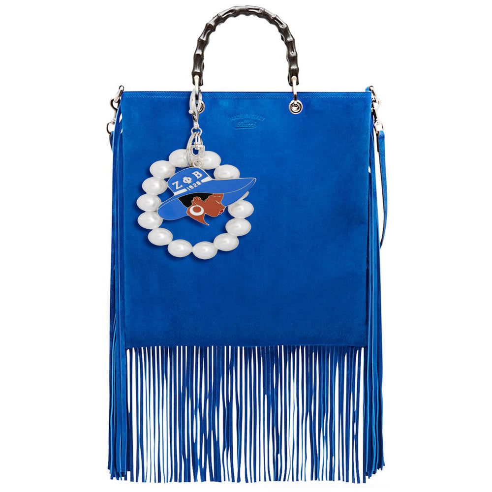 Blue White Hat Pearl Keychain ZPB