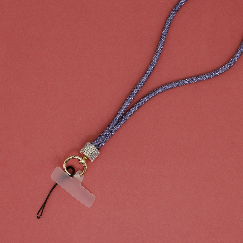 Rhinestone Long Phone Strap Purple Bling Lanyard
