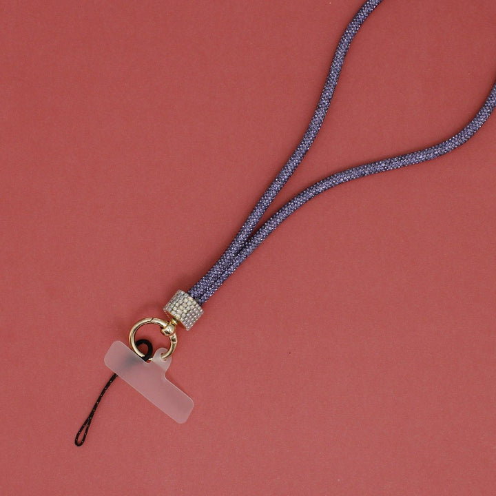 Rhinestone Long Phone Strap Purple Bling Lanyard