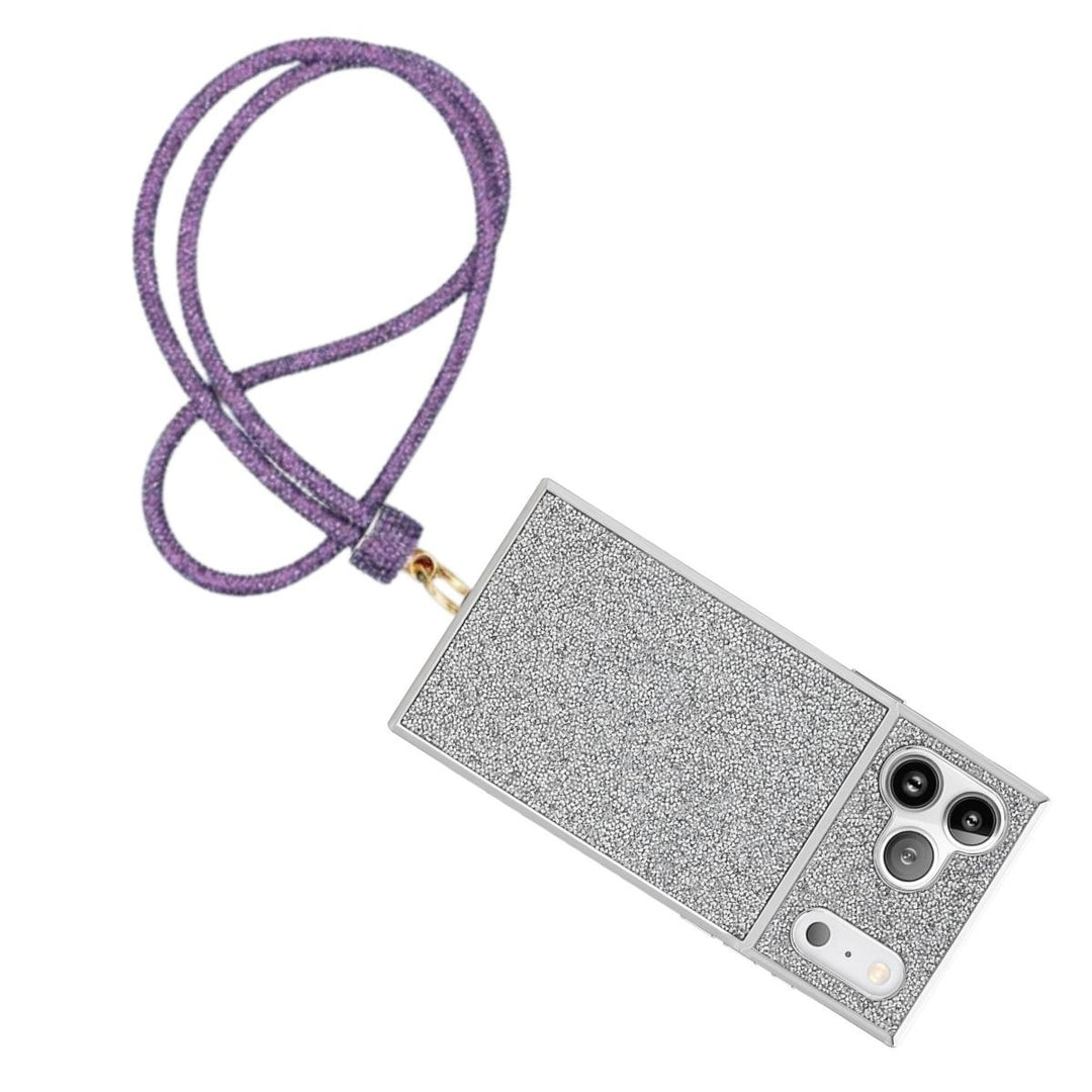 Rhinestone Long Phone Strap Purple Bling Lanyard