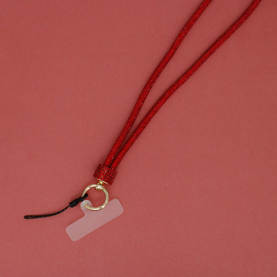 Rhinestone Long Phone Strap Red Bling Lanyard