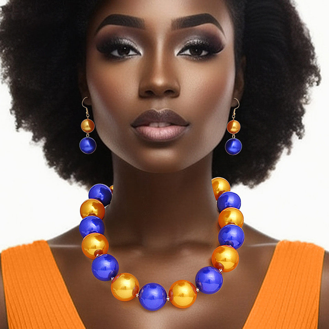 SGRHO Sorority Gold Blue  30mm Jumbo Pearl Set