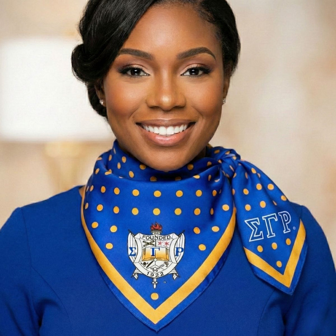 SGRHO Blue Yellow Polka Dot Square Sorority Scarf