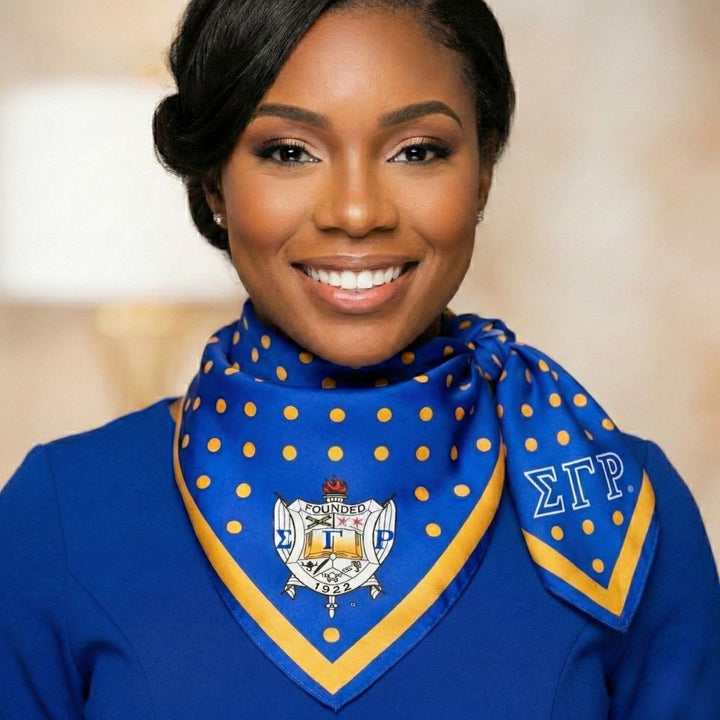 SGRHO Blue Yellow Polka Dot Square Sorority Scarf
