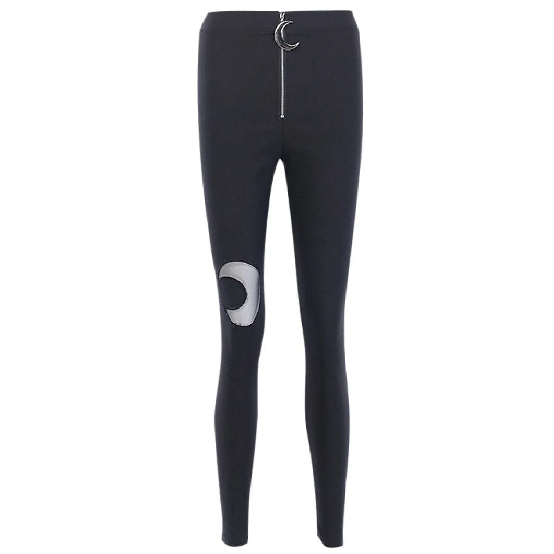 Gothic Crescent Moon Cutout Pants