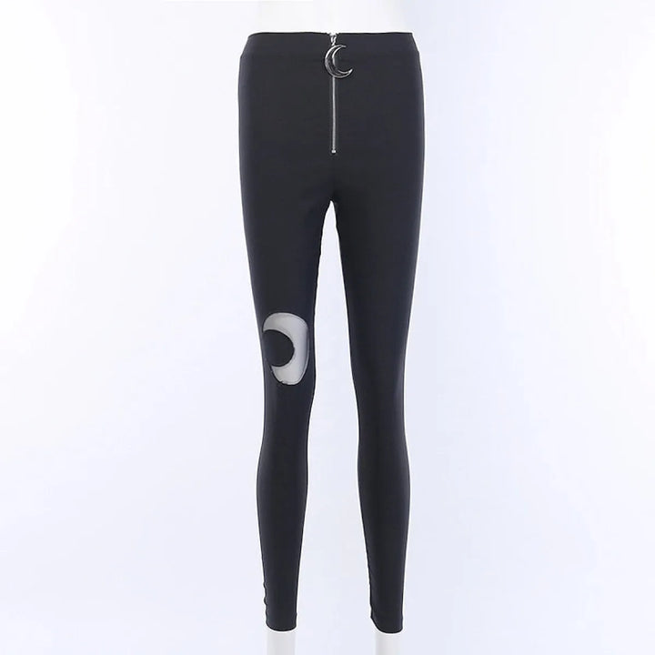 Gothic Crescent Moon Cutout Pants