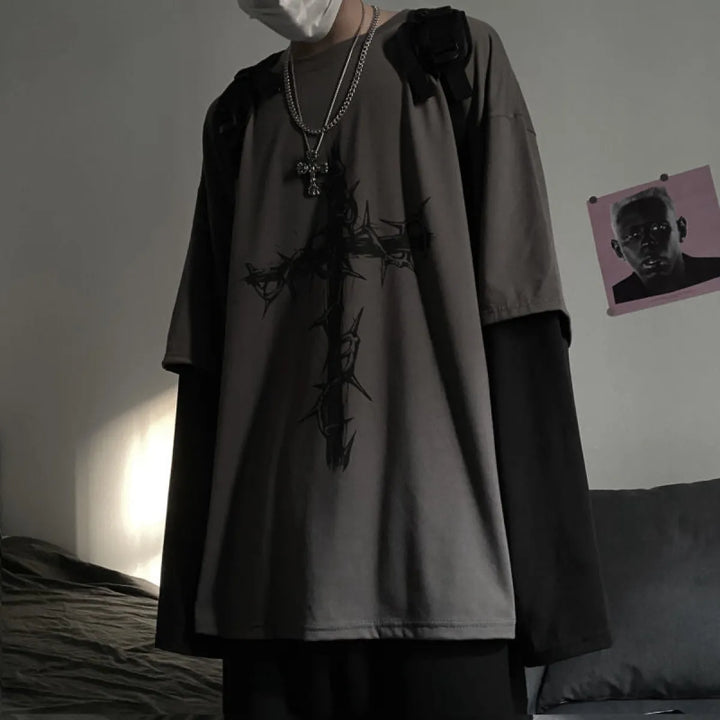 Gothic Cross Oversized T-shirt