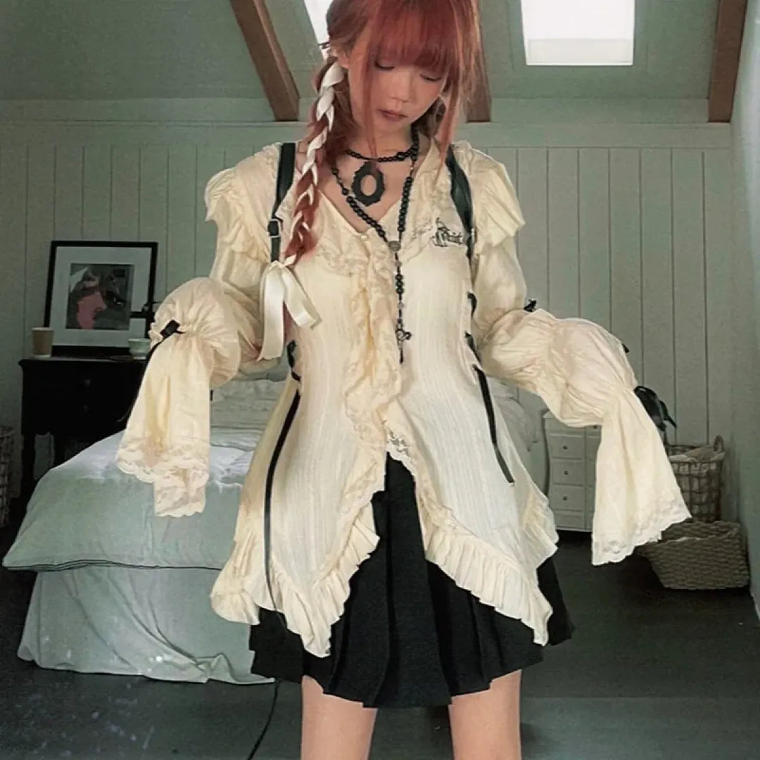 Gothic Lace Blouse – Irregular Harajuku Lolita Top