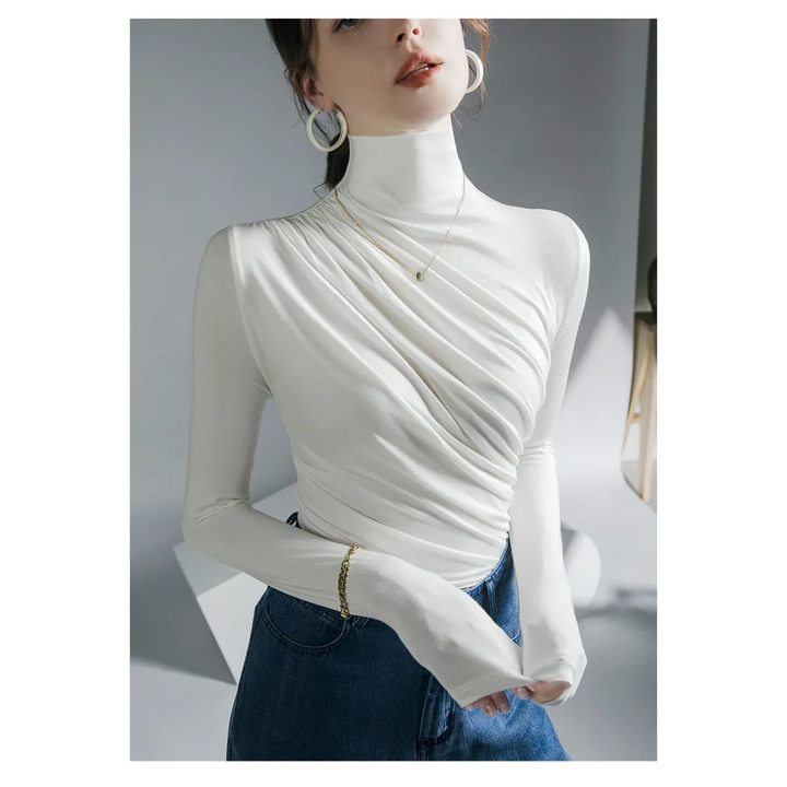 Gothic Pleated Turtleneck Top