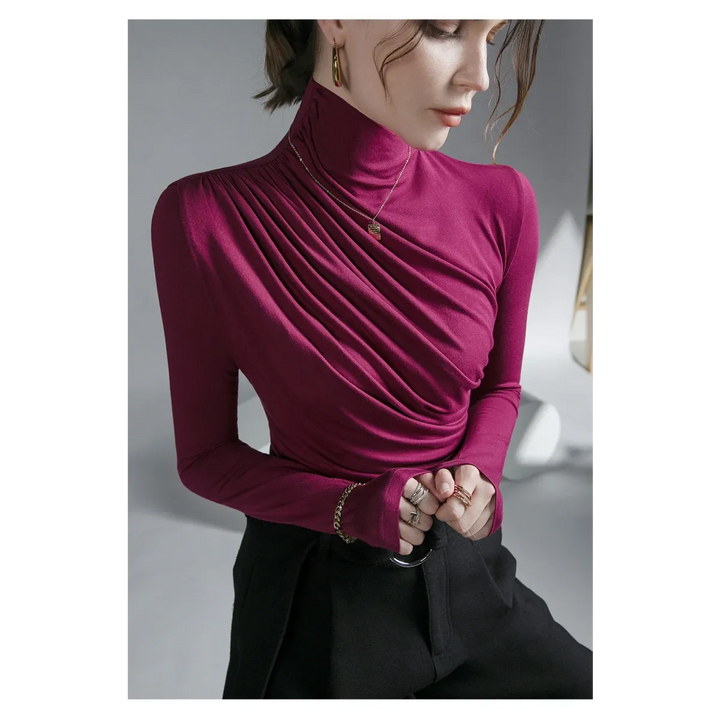 Gothic Pleated Turtleneck Top