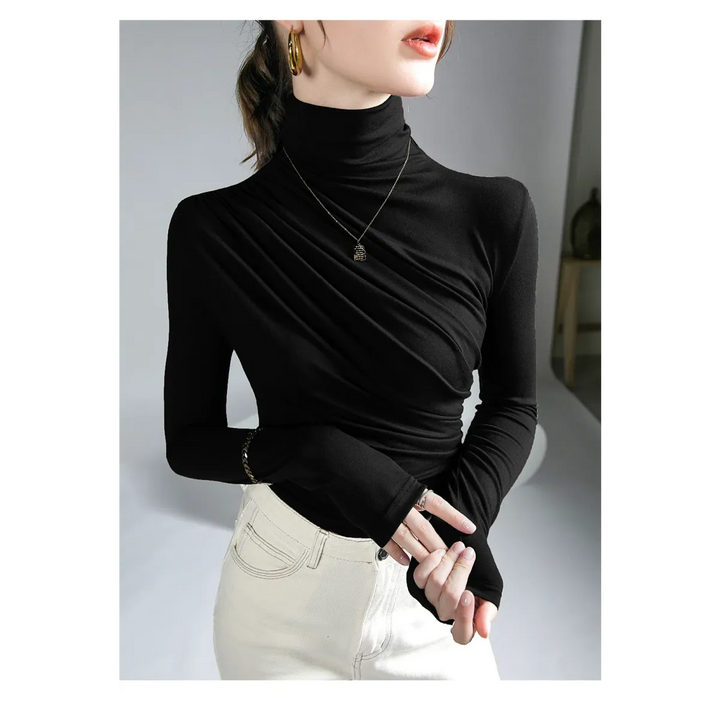 Gothic Pleated Turtleneck Top