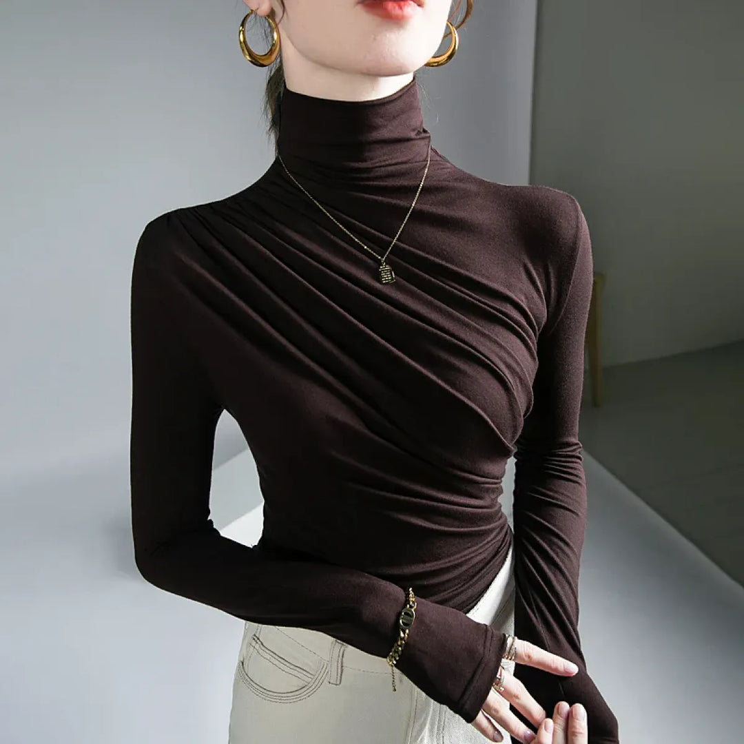 Gothic Pleated Turtleneck Top
