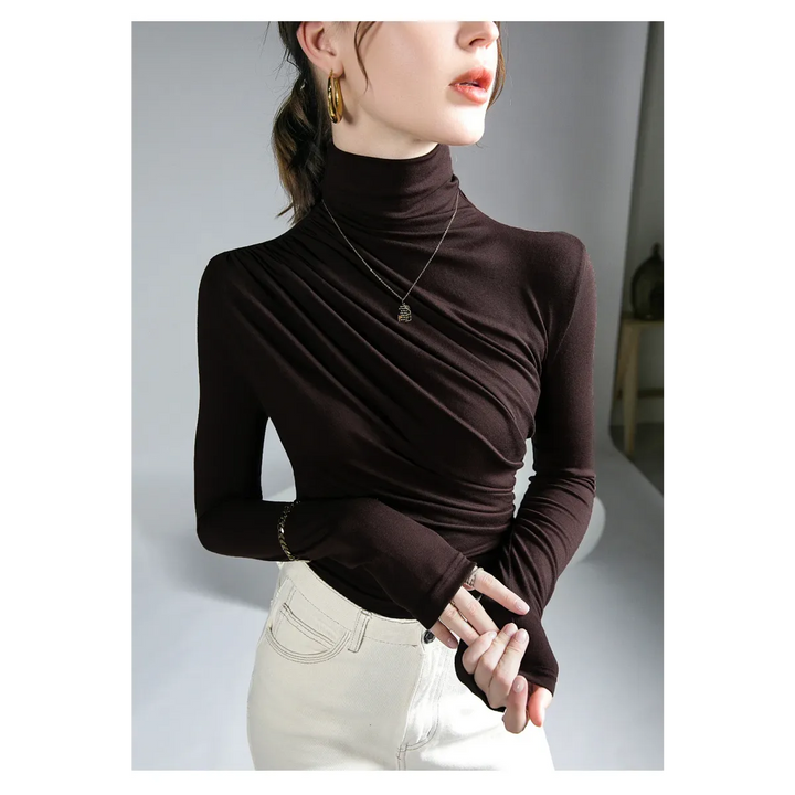 Gothic Pleated Turtleneck Top