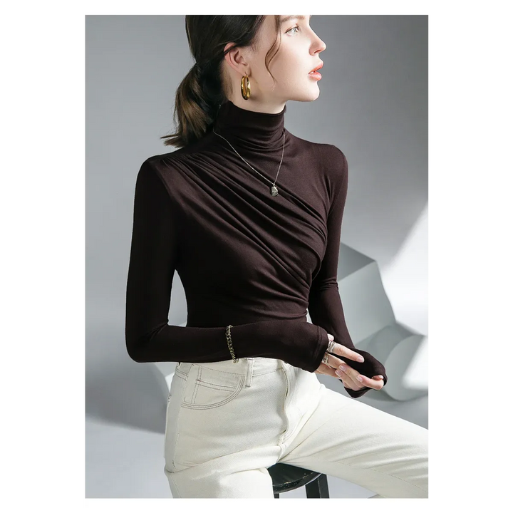 Gothic Pleated Turtleneck Top