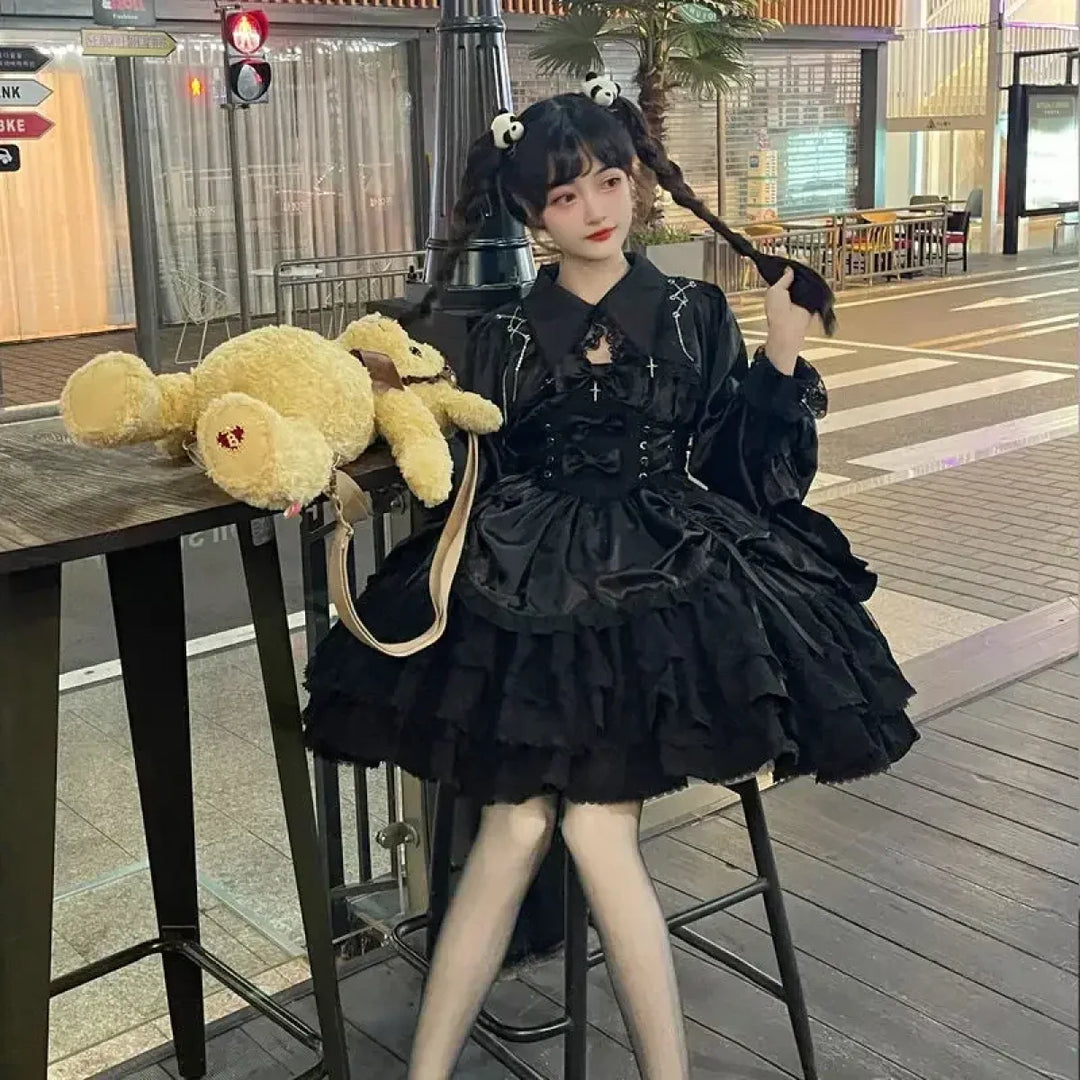 Gothic Victorian Lolita Dress - Punk Lace & Bow