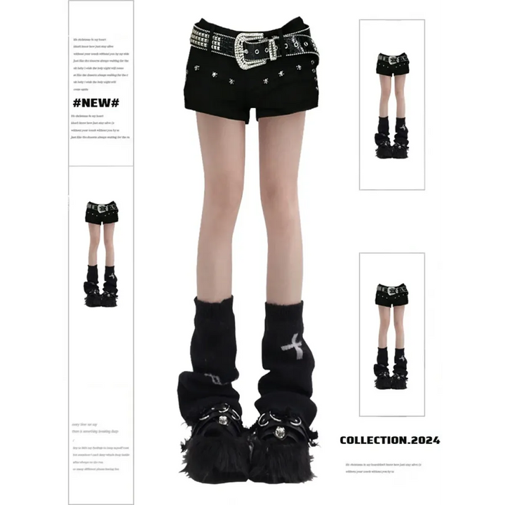 Gothic Y2K Denim Shorts – High Waist Harajuku Emo Style
