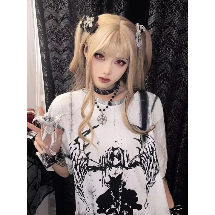 Grunge Gothic Cartoon Print T-Shirt