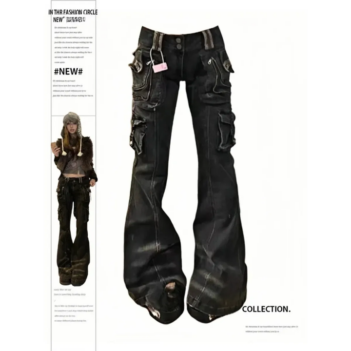 Grunge Harajuku Y2K Cargo Jeans – Cyberpunk Gyaru Pants