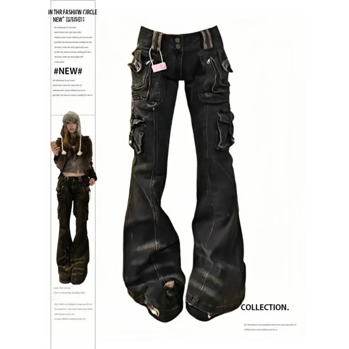 Grunge Harajuku Y2K Cargo Jeans – Cyberpunk Gyaru Pants