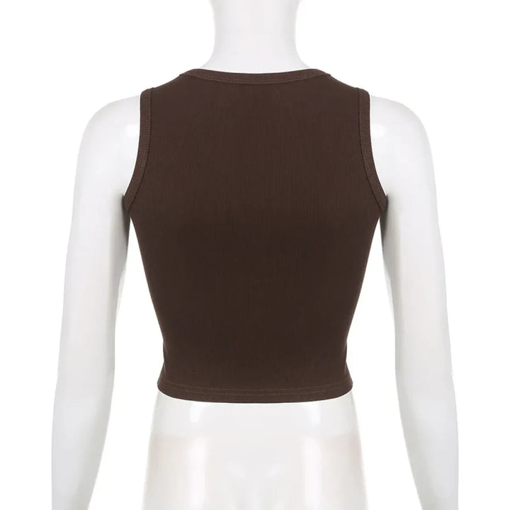 Guitar Print Tank Top - Ribbed Grunge Crop Top